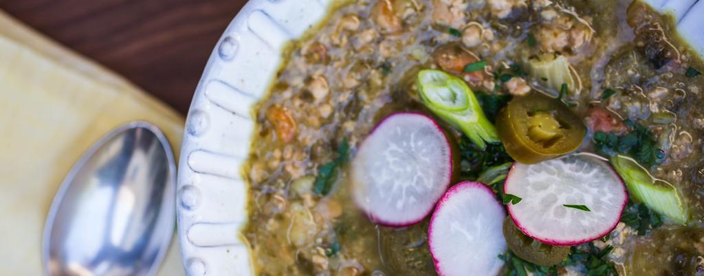 FRIDAY PORK CHILI VERDE 2 tablespoons neutral-flavored oil, such as avocado or grapeseed 1/2 medium yellow or white onion, chopped 2 garlic cloves, smashed with the side of your knife and roughly