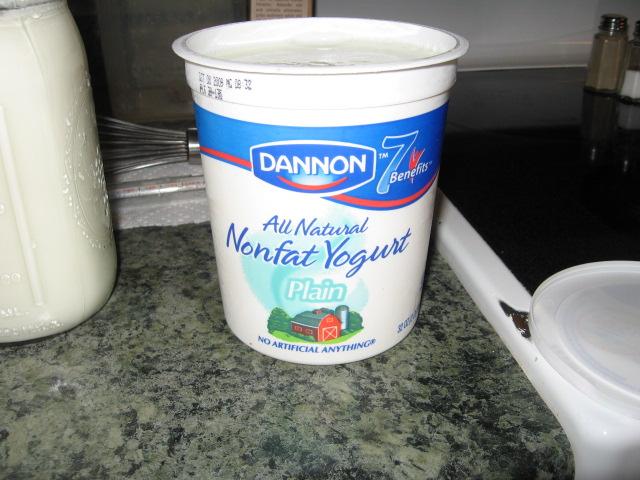Yogurt starter--i use Plain Dannon, but you can use anything as long as it has live