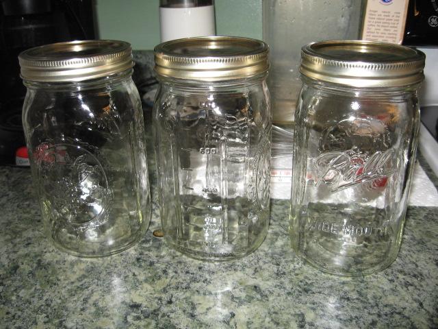 Jars--I use quart size Ball Jars. Pints are fine, too, but we eat a lot of yogurt.