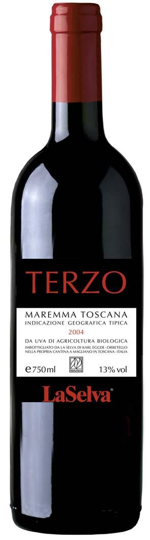 TERZO LaSelva I.G.T. TERZO LaSelva is a red wine, a cuvèe made out of locale organic grape varieties such as Sangiovese and Malvasia Nera, completed with around 10% Merlot and Cabernet Sauvignon.