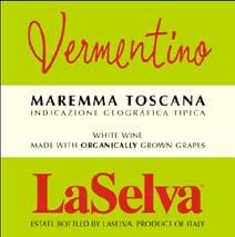 Vermentino LaSelva I.G.T. Vermentino LaSelva is a white wine made out of 100% organic Vermentino Grapes.