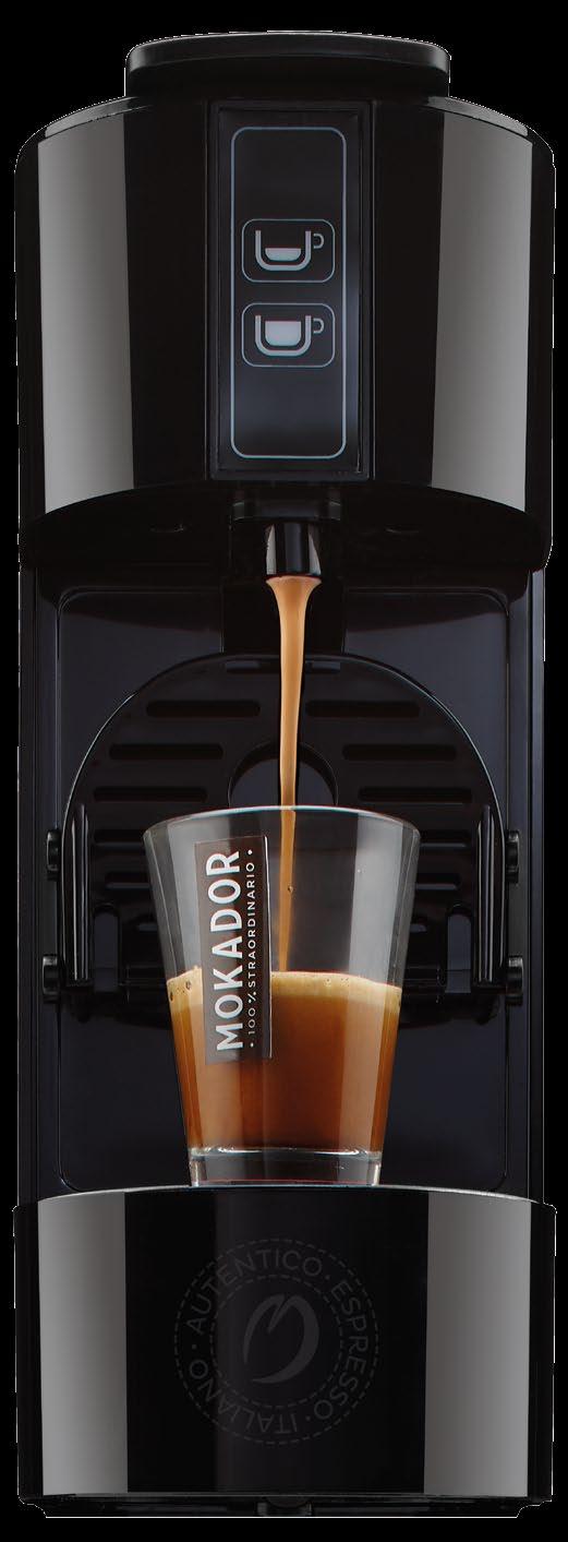An elegant design, the perfect machine for the home. Mechanism and dispensing unit designed to enhance the characteristics of the Mokador blends and ensure perfection, cup after cup.
