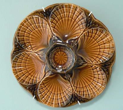 16 SARREGUEMINES black and tan oyster plate.