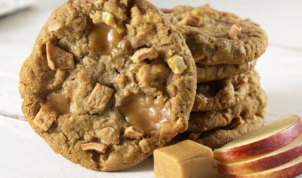 Luscious caramel and soft apple bits in a chewy oatmeal cookie.