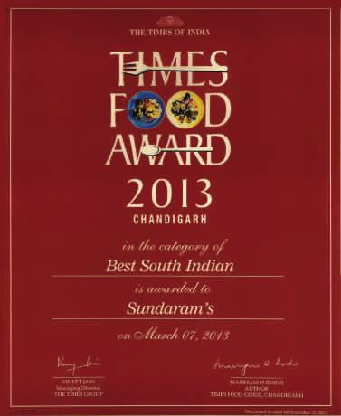 Winner Of Best South Indian Food Award Four Times Consecutively From Times Food Year 2012 Year 2013 Year 2014 Year 2015 About