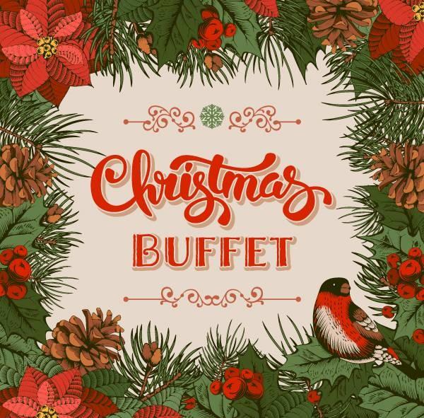 FESTIVE BUFFET Includes Individual Prawn Cocktails Cheese/Cold Meats Grazing Platters on Arrival Main Buffet Selection of two meats Roast Turkey Roast Chicken Glazed Leg