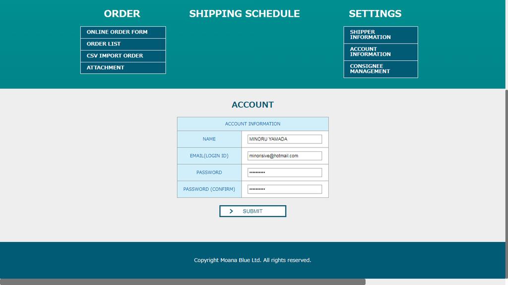 6. SETTING AND MANAGEMENT TO SET YOUR ACCOUNT AND MANAGE CONSIGNEE INFORMATION 2 ACCOUNT