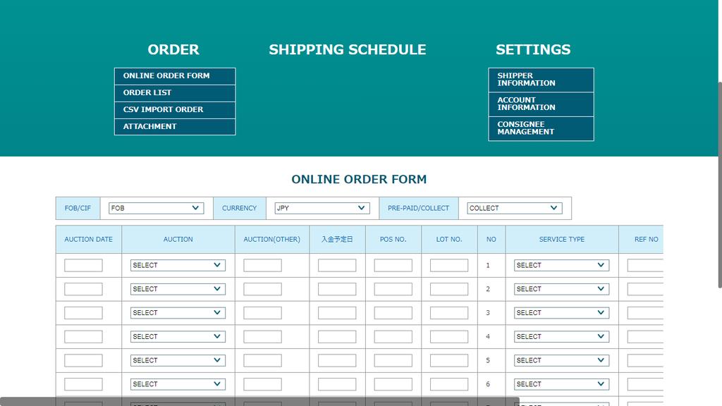 3-1. PLACING A BOOKING / ONLINE ORDER FORM 1 SELECT TRADE TERMS 2 SELECT