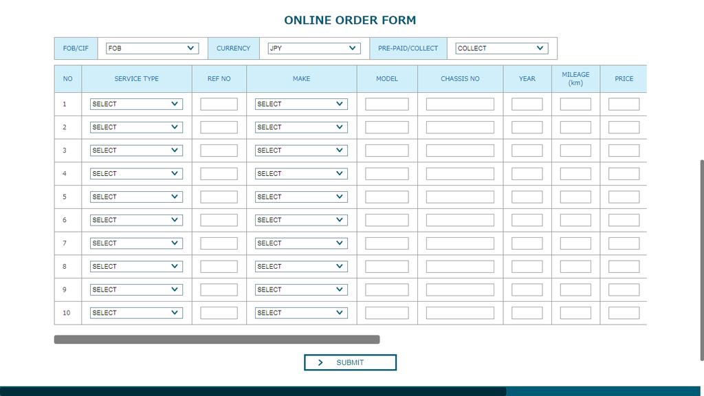 3-1. PLACING A BOOKING / ONLINE ORDER FORM 4 SELECT SERVICE TYPE (RORO OR CONTAINER) 5 INPUT YOUR REFERENCE NO.