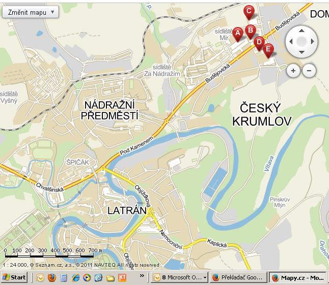 1) by Taxi (cca 250 CZK one way) / 00420 380 712 712 2) by local