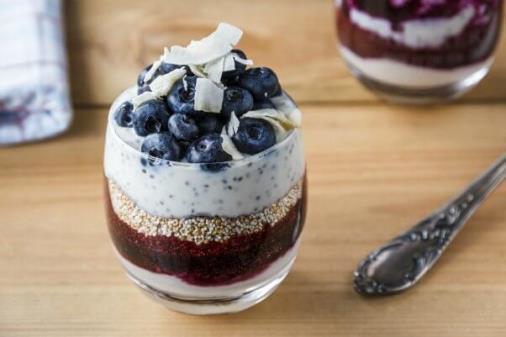 Coconut Chia Berry Parfait Makes 2 servings Total Time: Prep 10 min Chill time 2 hours 1 can coconut milk 3 Tbsp. black chia seeds 3 Tbsp.