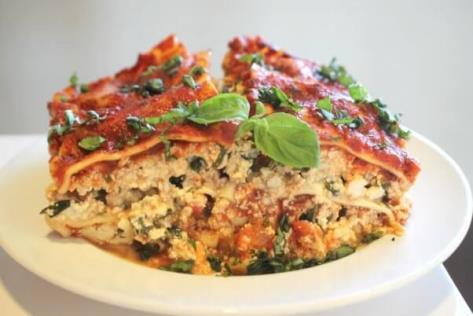Tofu-Spinach Lasagna Makes 6 to 8 servings Total Time: 50 minutes 1/2 lb. Whole Wheat lasagna noodles 2 10-oz. packages frozen chopped spinach, thawed and drained 1 lb. soft tofu 1 lb.