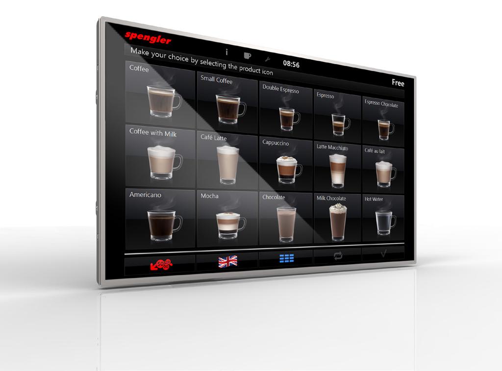 15 Intuitive user touch Spengler has a user interface that is simple and easy to use. Our 15 screen, users have the ability to customize their own drinks and choose from a variety of coffee favorites.