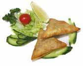 50 Tender pieces of lamb marinated in onions, garlic, carum seeds and lime juice cooked on a charcoal grill. Meat Samosa 2.25 Crisp leaves of pastry filled with spiced minced meat - deep fried.