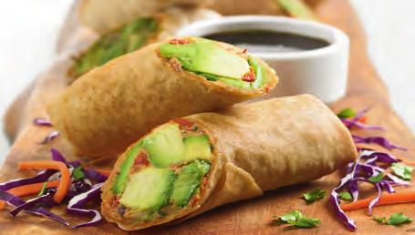 00 Avocado Egg Rolls Avocado Egg Rolls A blend of avocados, cream cheese, sun-dried tomatoes, red onions, cilantro, chipotle peppers and spices. Served with a sweet tamarind sauce. (cal. 900 ) 10.