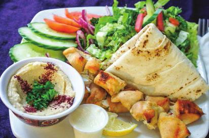 Served with garlic sauce, hummus, a Greek pita, vegetables and your choice of side. 3.