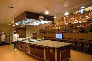 There are cameras above the cooking suite that display the demonstration on the plasmas that are situated throughout the room.