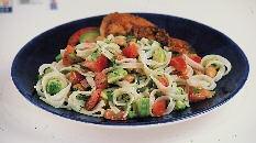 Fiesta Salad with Pinto Beans If you love bean and rice combinations, this recipe will be a favorite! A hearty salad that s extremely easy to prepare, yet light and refreshing.