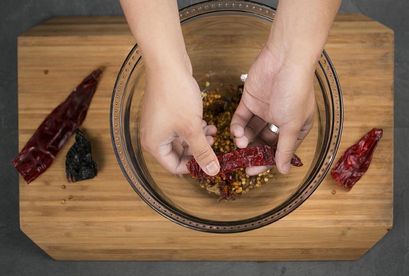 Technique Making chili paste from dried chilies Chili paste is extremely versatile and easy to make.
