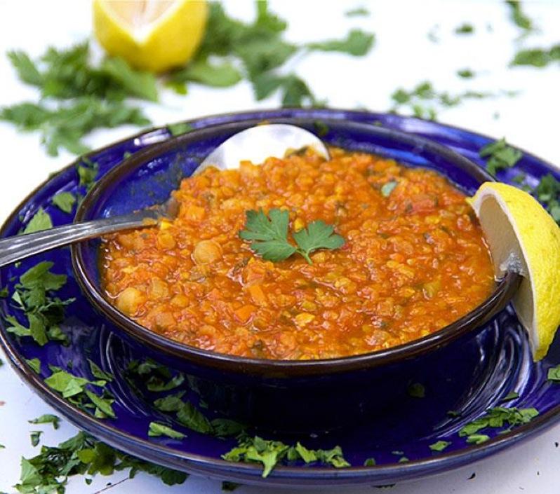 Moroccan Lentil Soup Serves: 6-8 2 tablespoons extra virgin olive oil large onion, finely chopped 2 stalks celery, finely chopped carrot, peeled and finely chopped 3 cup chopped parsley, leaves and