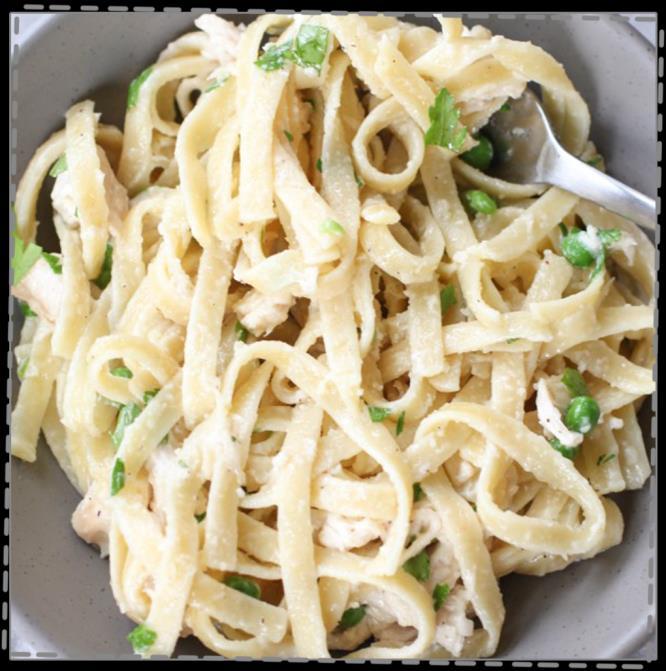 One Pot Alfredo Pasta Prep Time: 3 mins Cook Time: 12 mins 2 cups milk, any fat % 1 1/2 cups chicken broth 3 tablespoons unsalted butter 1 large garlic clove, minced 8 ounces fettuccine 1/2 cup heavy