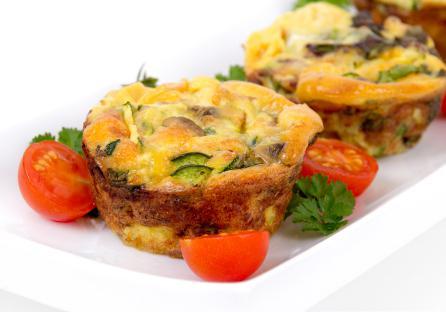 Protein Egg Muffins SERVES: 6-9 MUFFINS 3 eggs 3 egg whites ½ onion diced 1 handful of spinach finely chopped ½ cup of diced roasted red or yellow peppers (You can add mushrooms, asparagus etc) ¾ tin