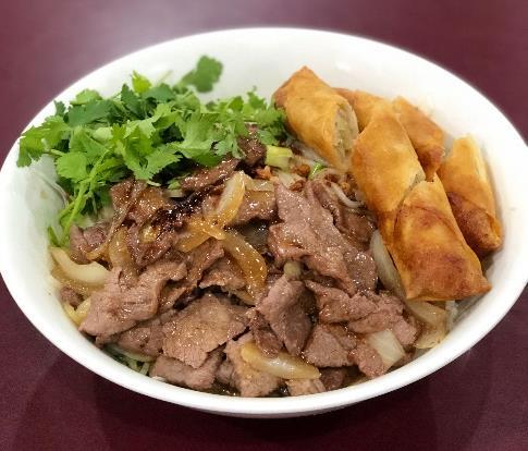 99 Caramelized beef with sautéed onions in oyster sauce, vermicelli rice noodles, lettuce, cucumber, bean sprouts & sliced egg rolls 61. Lot Chha Hollywood $12.