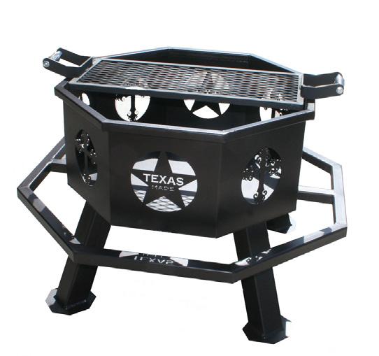 00 000054 Texas and Star Theme Fire Pit 000566 Fire Pits come with partial grill.
