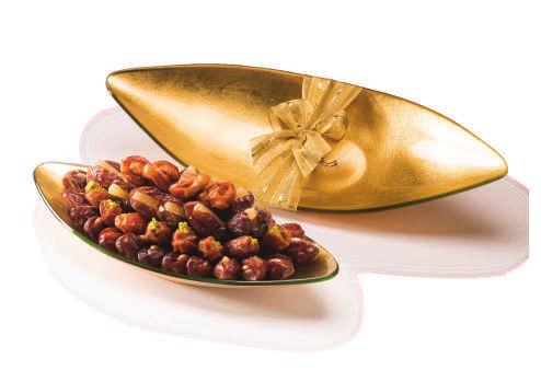 AVA GOLD COLLECTION Leaf-shaped glass trays with a