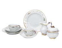cups, 2 saucers and 2 dessert plates with floral décor and gold rim 397152-C0504-1 ESPRESSO SET 4-piece set: 2