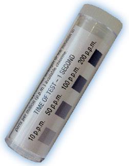 Sanitizer Test Strips Test the 3rd basin with chlorine test strips. The test strip should read either 50 or 100 ppm.
