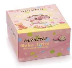 VASSOI MAXTRIS 500g pack / Single wrapped Dolce Arrivo Maxtris Rosa Toasted almond in white and dark chocolate, in a thin
