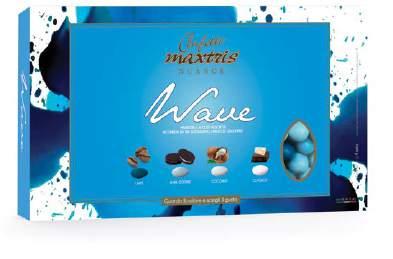 NUANCE 1Kg pack Maxtris Nuance Wave Toasted almond in white or dark or milk and gianduia milk chocolate in mix
