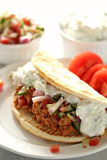 DAY 4 SMALLER FAMILY- GROUND TURKEY GREEK TACOS WITH TZATZIKI M A I N D I S H Serves: 3-4 Prep Time: 1 Hour Cook Time: 20 Minutes Tzatziki: 1/2 cucumber (peeled and seeded) 8 ounces plain greek