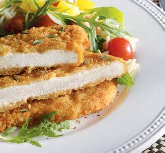 Frozen further processed chicken (mains) butterfly schnitzel (155-175g) 4kg Product code 20824 FZ CKN BFLY SCHNITZEL Approx portion weight range 155 175g Approx portion/kg 5 6 1 x 4kg 4kg