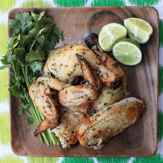 MICHELADA-ROASTED CHICKEN For a milder flavor, swap in lemons or an orange for the limes. Marinate the chicken. Grill the chicken.