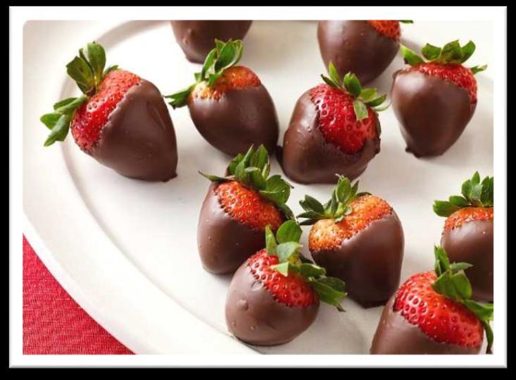 Chocolate-Covered Strawberries Prep time: 15 minutes Serving size: 2 Strawberries 10 strawberries 8 ounces chocolate chips or bar (chopped into small pieces) 1.