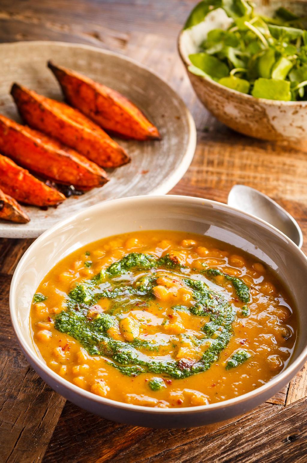 into meal-sized portions for freezing. Soups are robust and are happy to be reheated several times. Black-eyed bean and squash soup This is a chunky, filling soup.