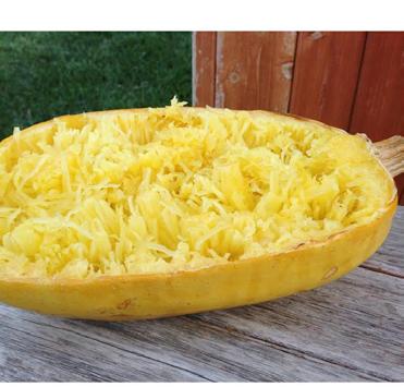 Spaghetti Squash [Makes 4-6 Servings] 1 spaghetti squash extra virgin olive oil salt and pepper Works great as leftovers for lunch the next day! Preheat oven to 375 degrees.