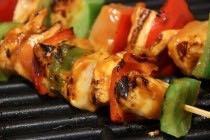 Chicken Skewers If using wooden or bamboo skewers soak eight in cold water for about half an hour.