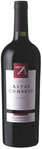 Malbecs Altas Cumbres ~ Intense red color with blue and violet tinges. Fruity fl avors where most significant are red fruits.