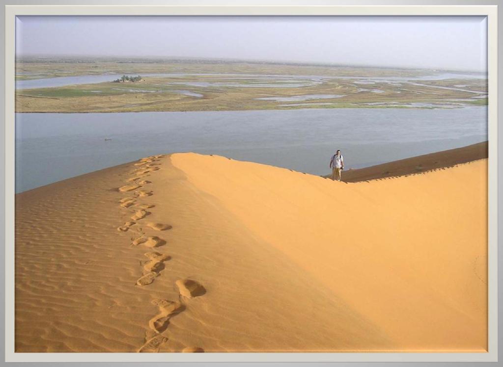 Just south of the Sahara Desert, the Niger River in Mali creates