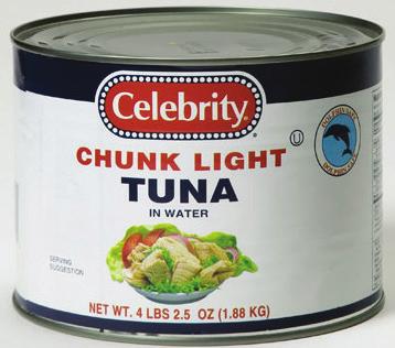 SEAFOOD Quality canned Celebrity Tuna available in vegetable broth or water.