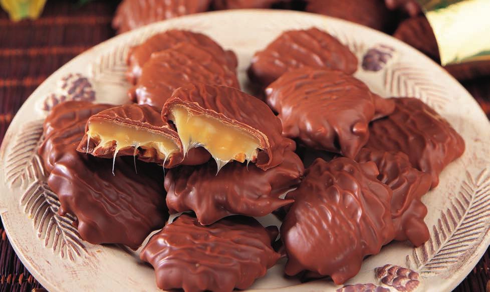 Peanuts drenched in caramel then coated in milk chocolate.