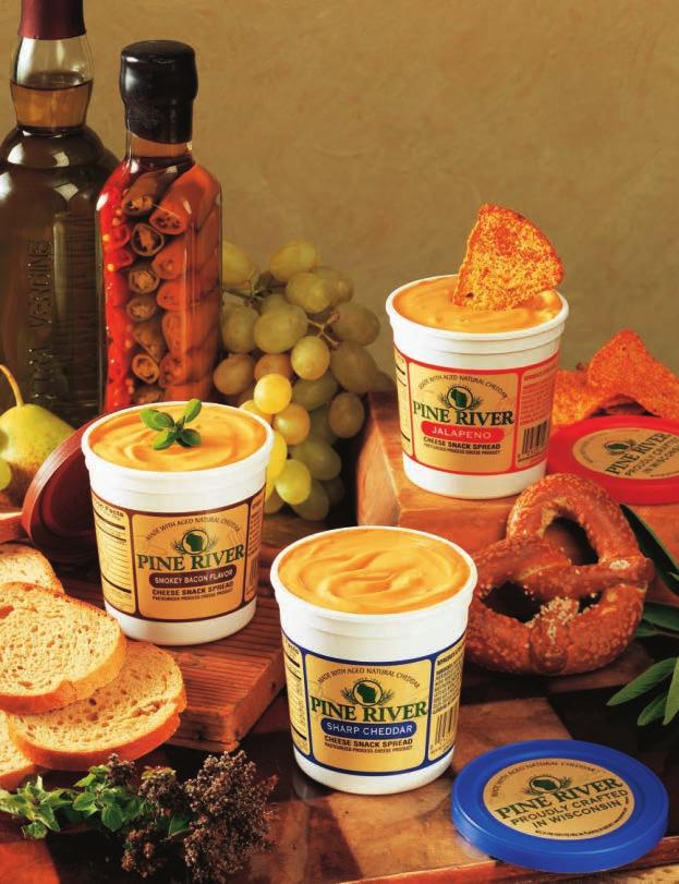SHARP CHEDDAR SNACK SPREAD P887. This buttery and mellow Cheddar cheese spread is our most popular flavor. (7 oz.) $6 SMOKEY BACON SNACK SPREAD P854.