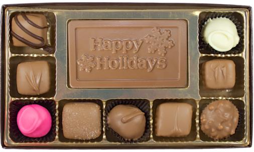 Chocolate Boxes Happy Holidays 10 Piece Gift Box A selection of rich, smooth, melt in