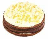 in a dark golden cake topped with luscious cream cheese.