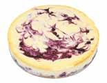 BLUEBERRY CHEESECAKE Crunchy biscuit base topped with a light and fluffy textured cheesecake