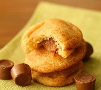 Rolo Stuffed SnickerDoodles makes 48 cookies prep time: 10 mins Cook time: 9 mins ½ cup butter ½ cup shortening 1½ cups sugar 2 eggs 3 cups all-purpose flour 2 teaspoons baking powder 1 teaspoon