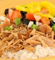 Slow cooker kalua pork Serves 8 prep time: 5 mins Cook time: 10 hours 1 (2-4 pound) pork shoulder or butt roast, fat trimmed 1 Tablespoon sea salt 1 Tablespoon liquid smoke flavoring 3-4 cups cooked